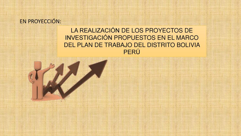 EN PROYECCIÓN: la realización de los proyectos de investigación propuestos en el marco del plan de trabajo del Distrito Bolivia Perú.