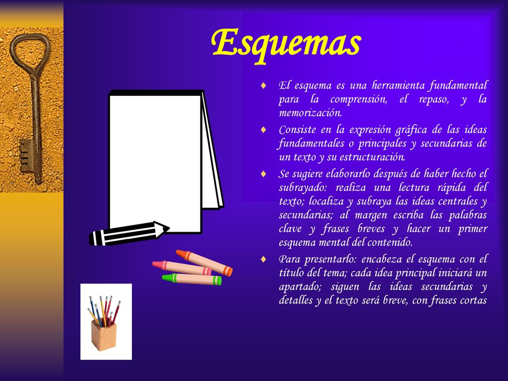 Esquemas El esquema es una herramienta fundamental para la comprensión, el repaso, y la memorización.