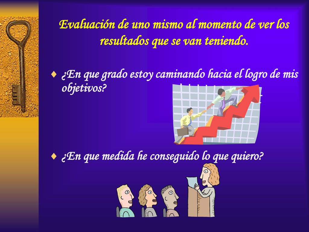 Evaluación de uno mismo al momento de ver los resultados que se van teniendo.