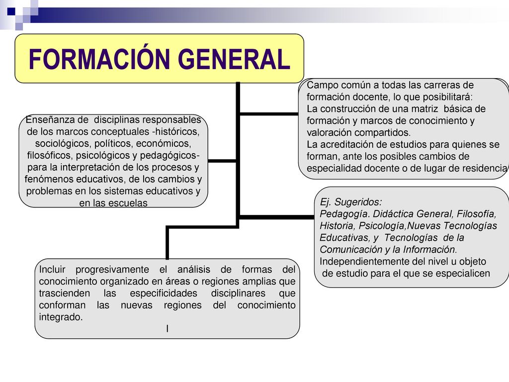 Campo común a todas las carreras de formación docente, lo que posibilitará: