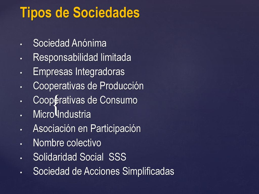 Tipos de Sociedades Sociedad Anónima Responsabilidad limitada