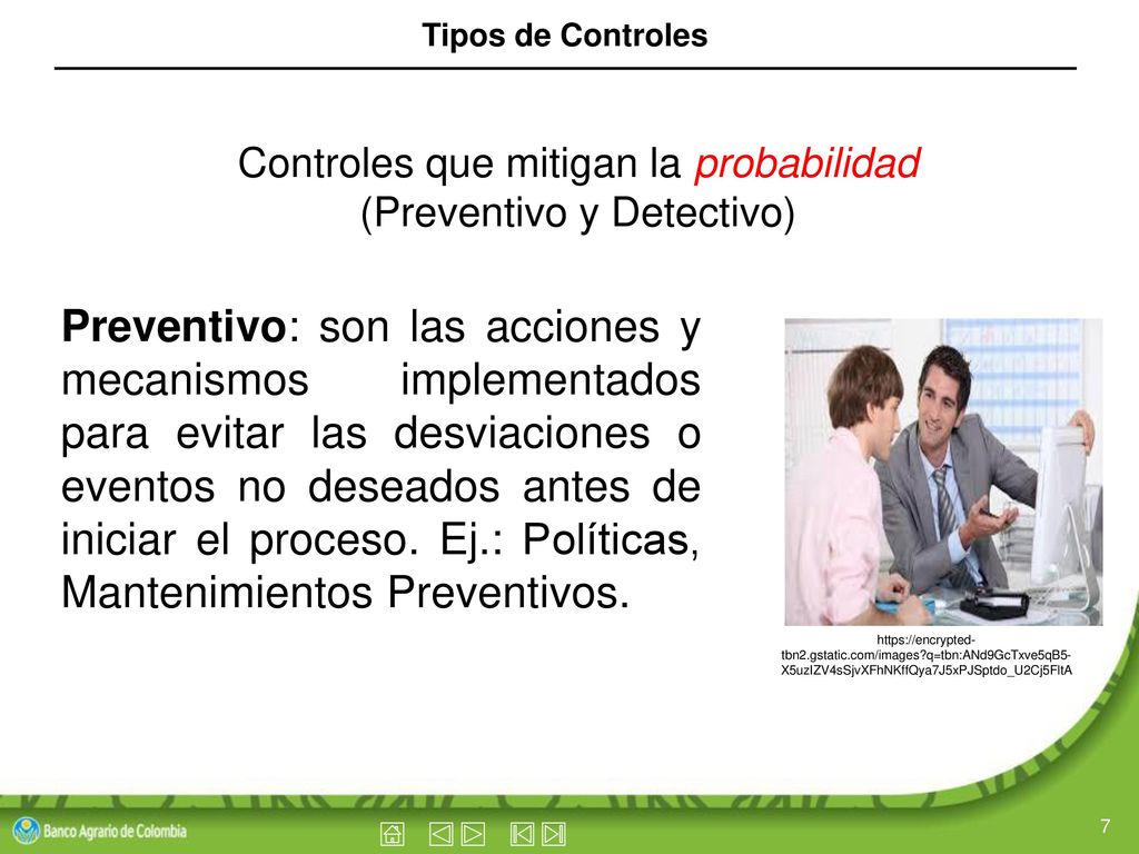 Tipos de Controles Controles que mitigan la probabilidad. (Preventivo y Detectivo)