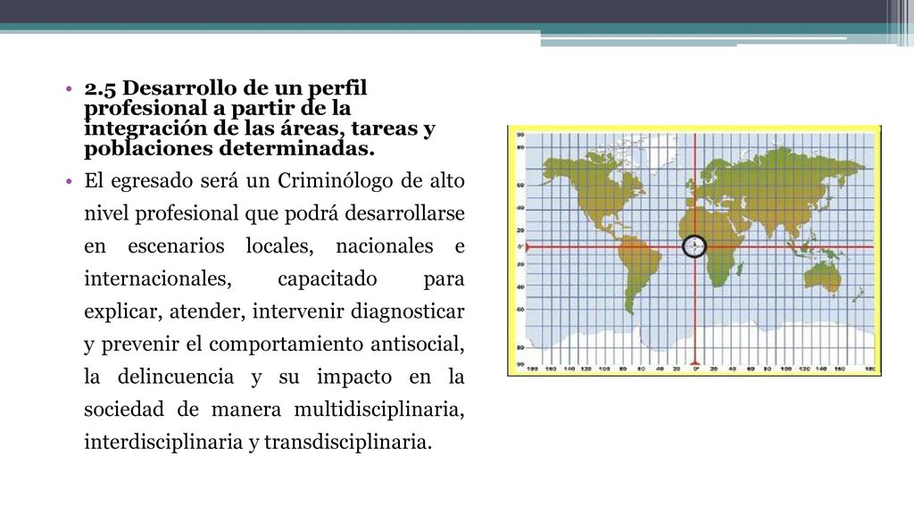2.5 Desarrollo de un perfil profesional a partir de la integración de las áreas, tareas y poblaciones determinadas.