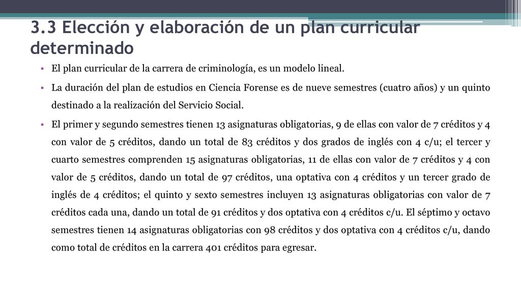 3.3 Elección y elaboración de un plan curricular determinado