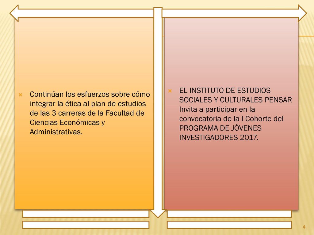 Continúan los esfuerzos sobre cómo integrar la ética al plan de estudios de las 3 carreras de la Facultad de Ciencias Económicas y Administrativas.