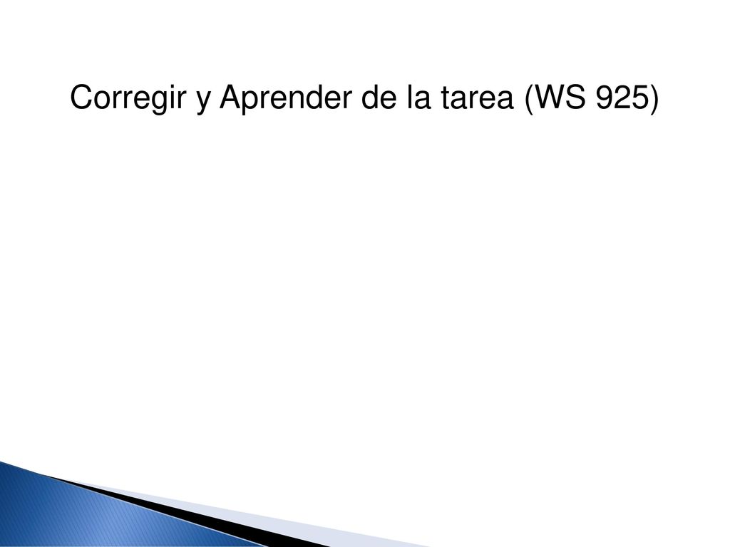 Corregir y Aprender de la tarea (WS 925)