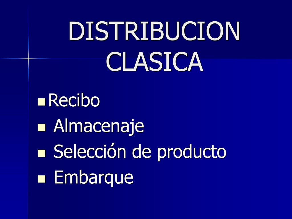DISTRIBUCION CLASICA Recibo Almacenaje Selección de producto Embarque