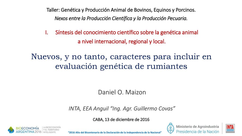 Taller: Genética y Producción Animal de Bovinos, Equinos y Porcinos.