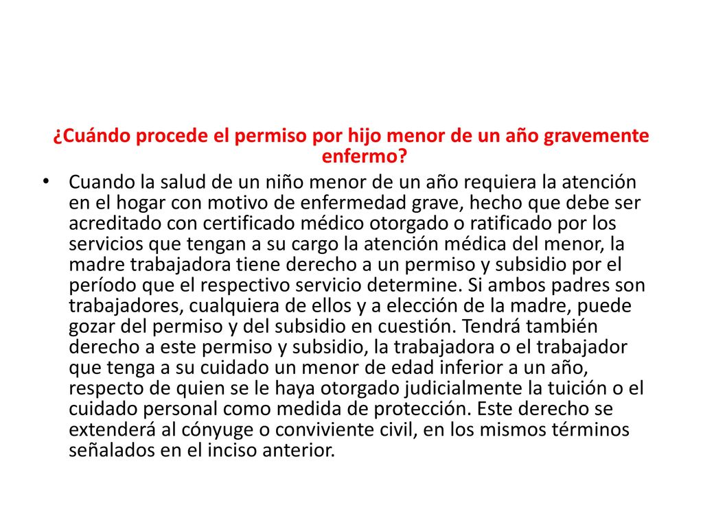 ¿Cuándo procede el permiso por hijo menor de un año gravemente enfermo