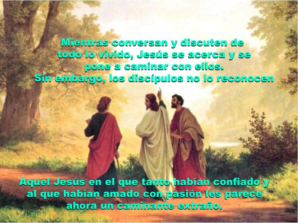 Mientras conversan y discuten de todo lo vivido, Jesús se acerca y se