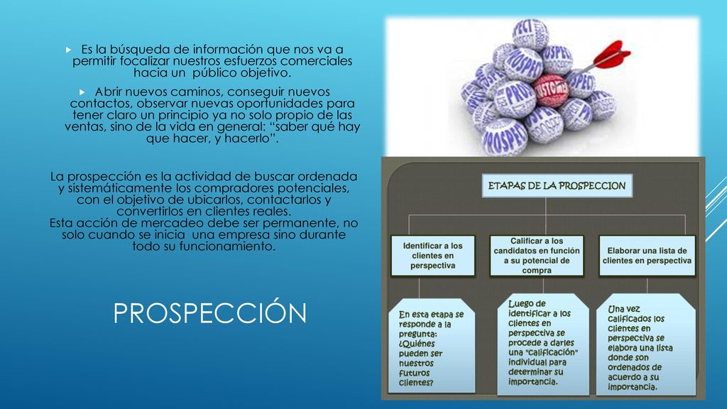 Es la búsqueda de información que nos va a permitir focalizar nuestros esfuerzos comerciales hacia un público objetivo.