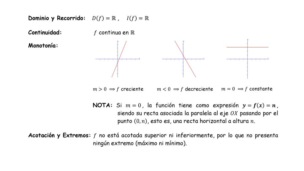Dominio y Recorrido: 𝐷 𝑓 =ℝ , 𝐼 𝑓 =ℝ