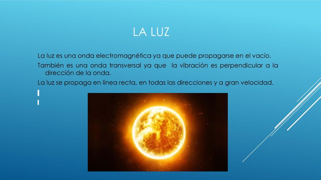 La luz La luz es una onda electromagnética ya que puede propagarse en el vacío.