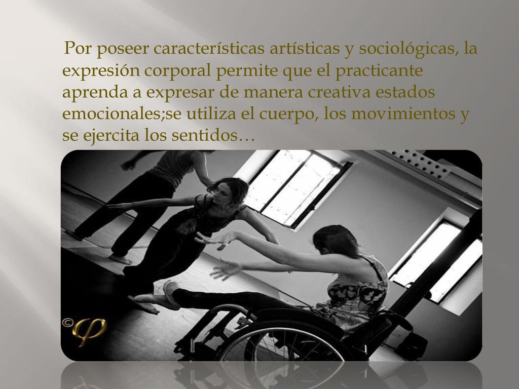 Por poseer características artísticas y sociológicas, la expresión corporal permite que el practicante aprenda a expresar de manera creativa estados emocionales;se utiliza el cuerpo, los movimientos y se ejercita los sentidos…