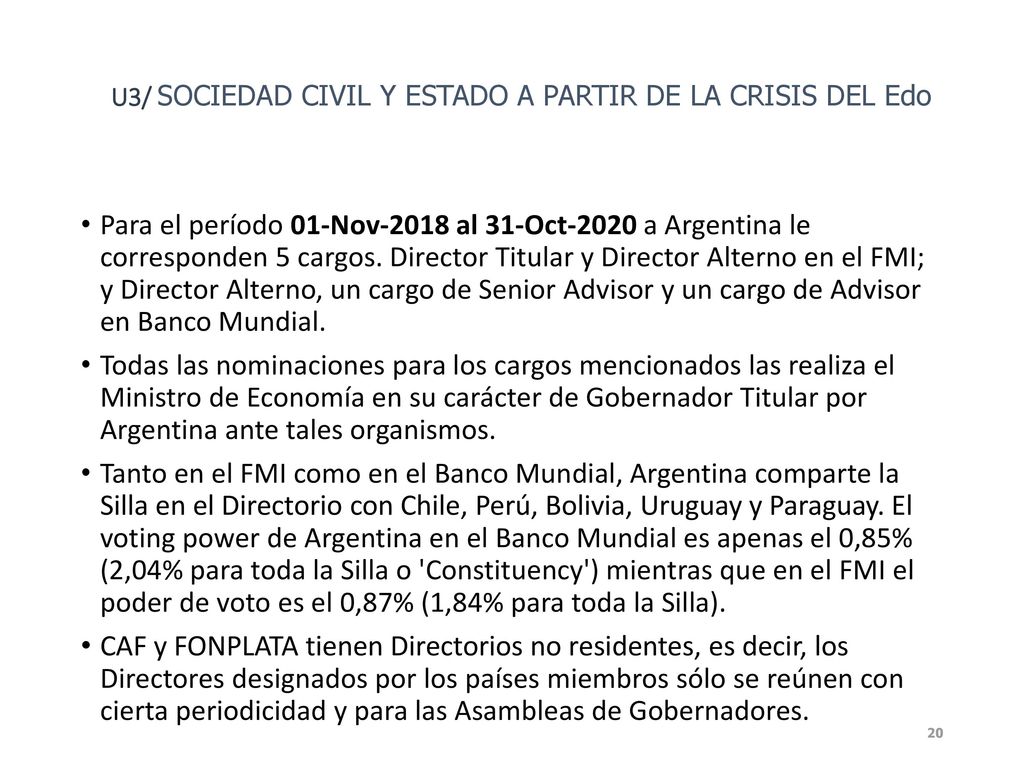U3/ SOCIEDAD CIVIL Y ESTADO A PARTIR DE LA CRISIS DEL Edo
