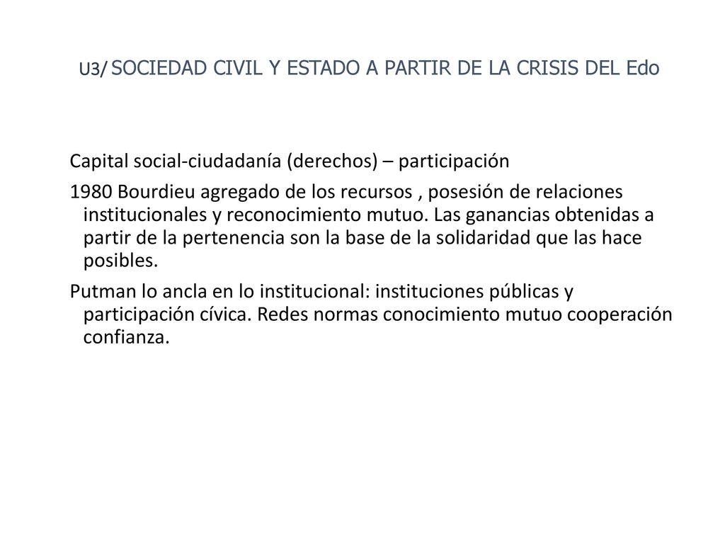 FAU UNLP U3/ SOCIEDAD CIVIL Y ESTADO A PARTIR DE LA CRISIS DEL Edo.