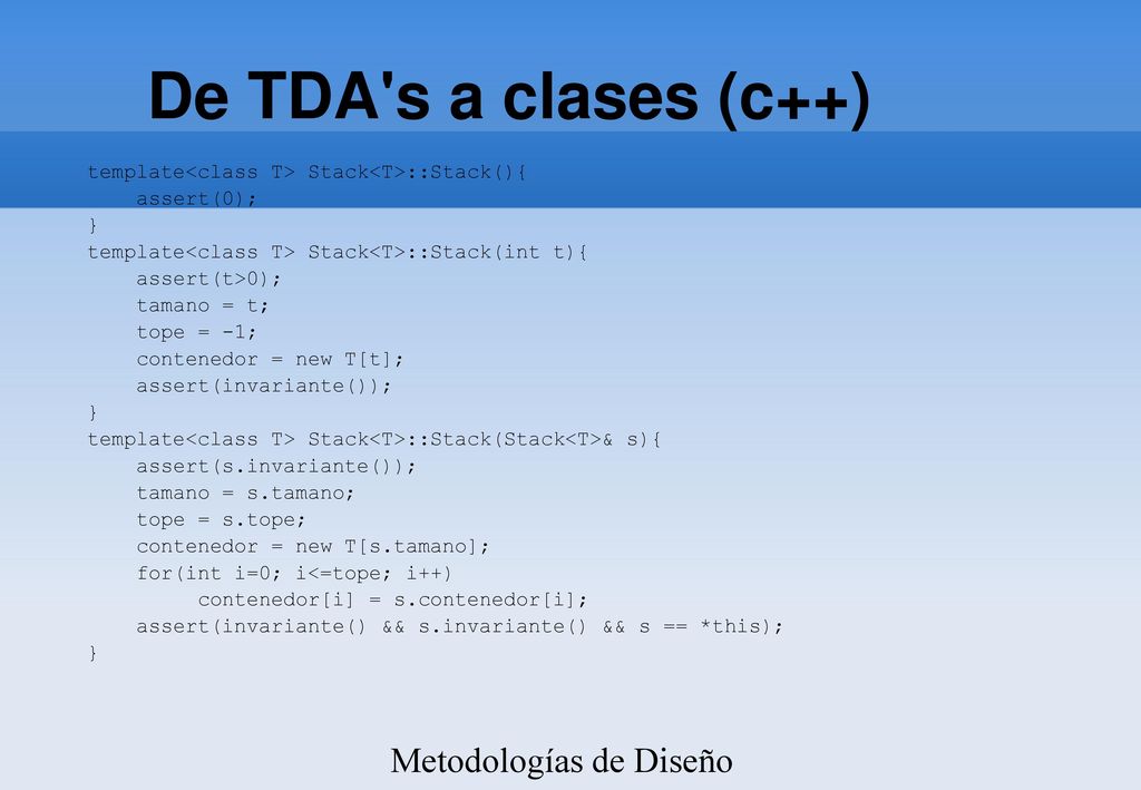 De TDA s a clases ‏(c++) Metodologías de Diseño y Programación