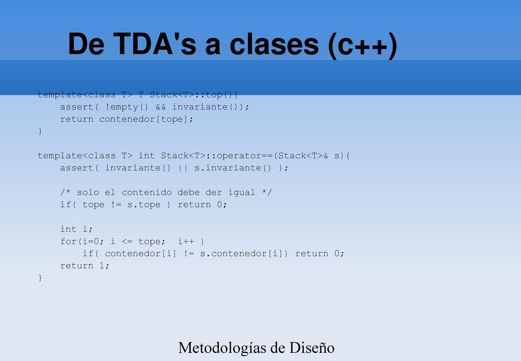 De TDA s a clases ‏(c++) Metodologías de Diseño y Programación