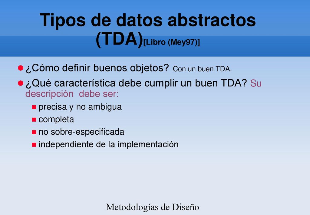 Tipos de datos abstractos (TDA)‏[Libro (Mey97)]