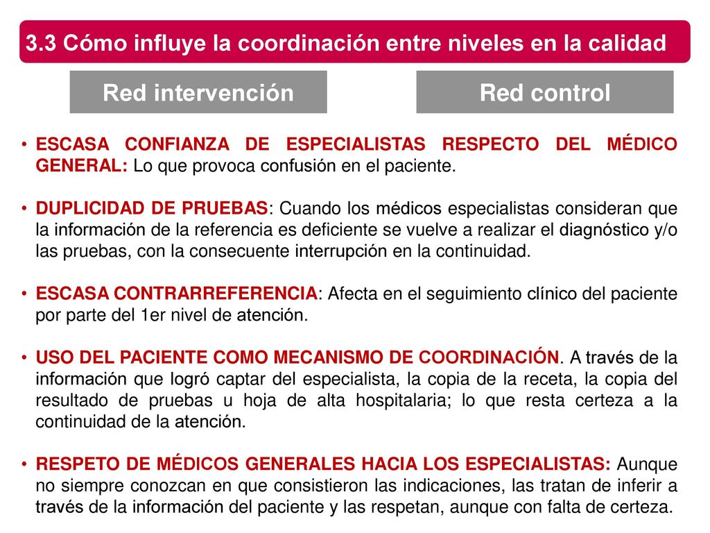 3.3 Cómo influye la coordinación entre niveles en la calidad