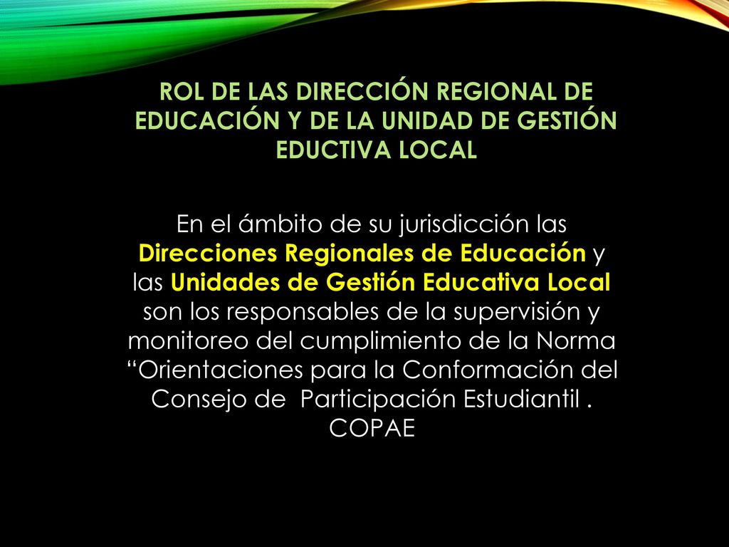 ROL DE LAS DIRECCIÓN REGIONAL DE EDUCACIÓN Y DE LA UNIDAD DE GESTIÓN EDUCTIVA LOCAL