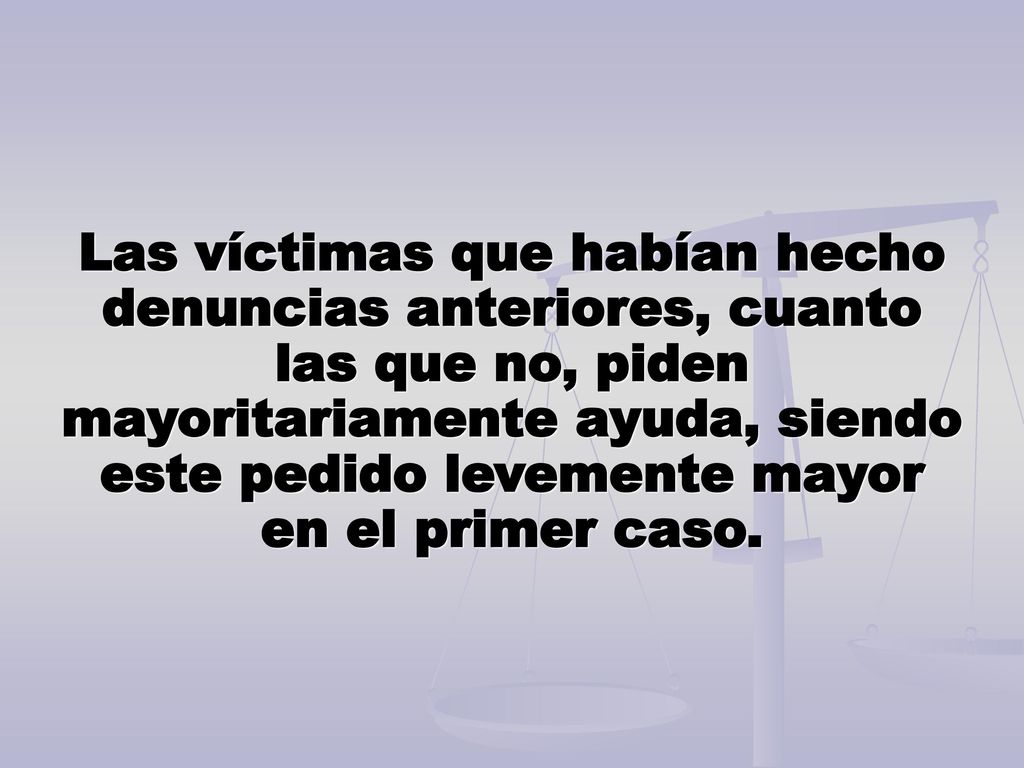Las víctimas que habían hecho denuncias anteriores, cuanto las que no, piden mayoritariamente ayuda, siendo este pedido levemente mayor en el primer caso.