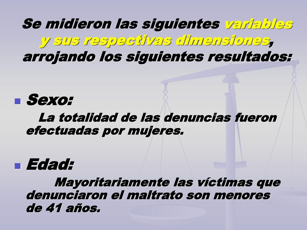 Se midieron las siguientes variables y sus respectivas dimensiones, arrojando los siguientes resultados: