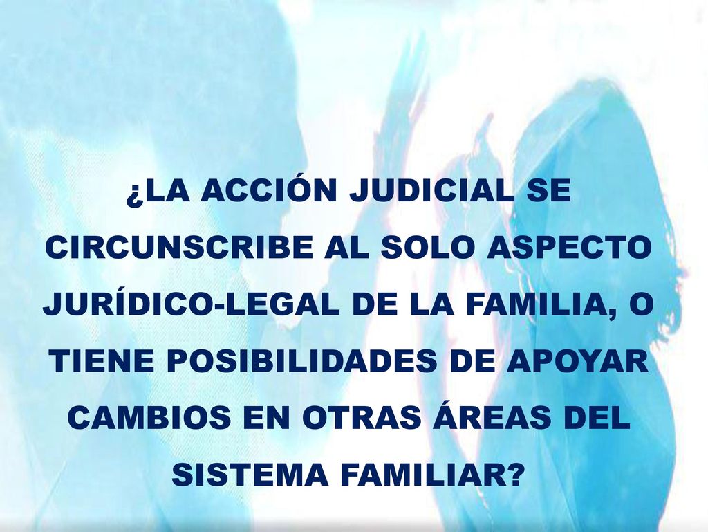 ¿LA ACCIÓN JUDICIAL SE CIRCUNSCRIBE AL SOLO ASPECTO JURÍDICO-LEGAL DE LA FAMILIA, O TIENE POSIBILIDADES DE APOYAR CAMBIOS EN OTRAS ÁREAS DEL SISTEMA FAMILIAR