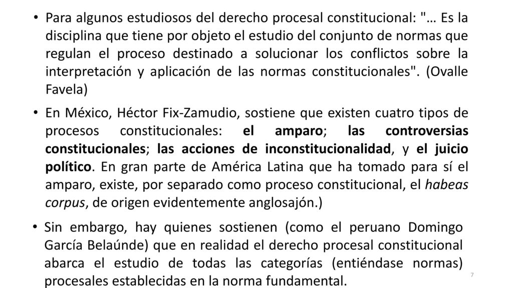 Para algunos estudiosos del derecho procesal constitucional: … Es la disciplina que tiene por objeto el estudio del conjunto de normas que regulan el proceso destinado a solucionar los conflictos sobre la interpretación y aplicación de las normas constitucionales . (Ovalle Favela)