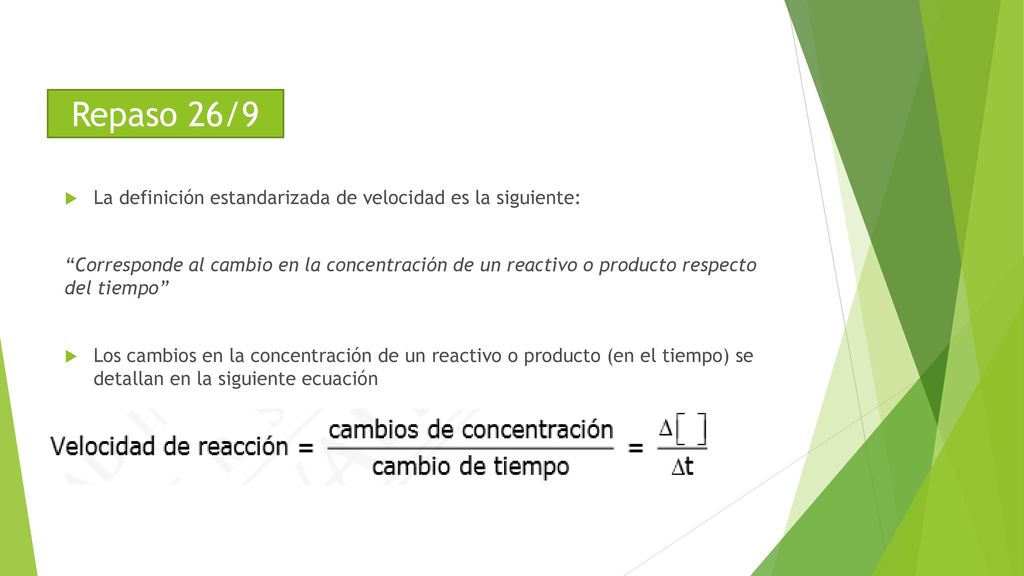 Repaso 26/9 La definición estandarizada de velocidad es la siguiente: