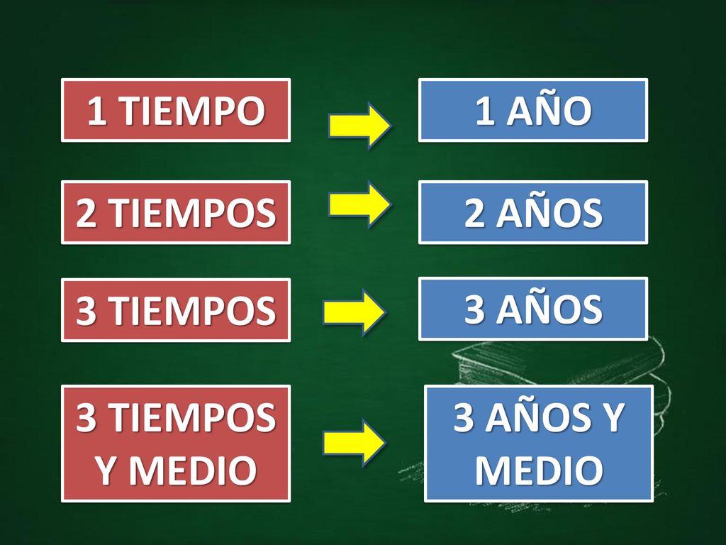 1 TIEMPO 1 AÑO 2 TIEMPOS 2 AÑOS 3 TIEMPOS 3 AÑOS 3 TIEMPOS Y MEDIO 3 AÑOS Y MEDIO