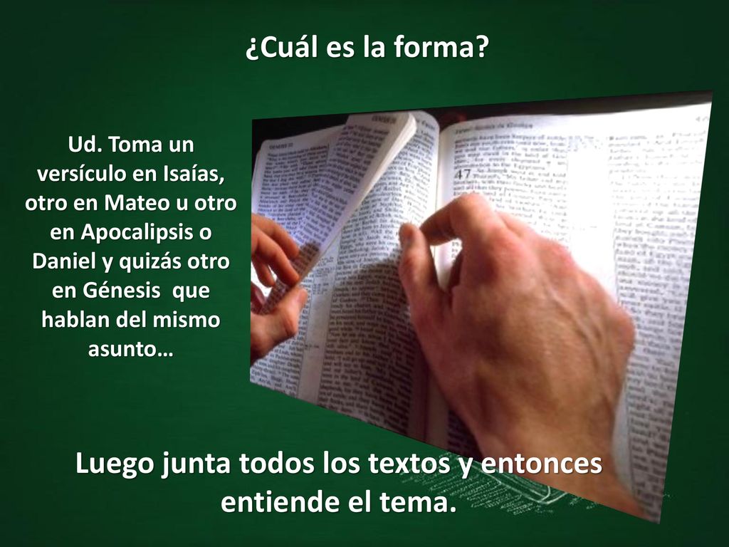 Luego junta todos los textos y entonces entiende el tema.
