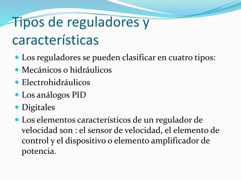 Tipos de reguladores y características