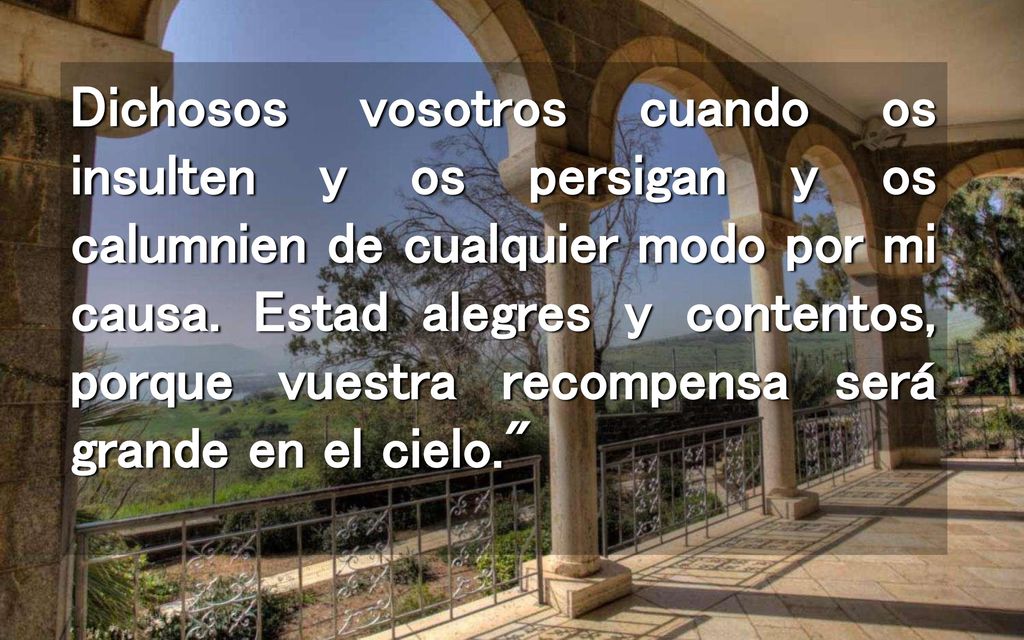 Dichosos vosotros cuando os insulten y os persigan y os calumnien de cualquier modo por mi causa.