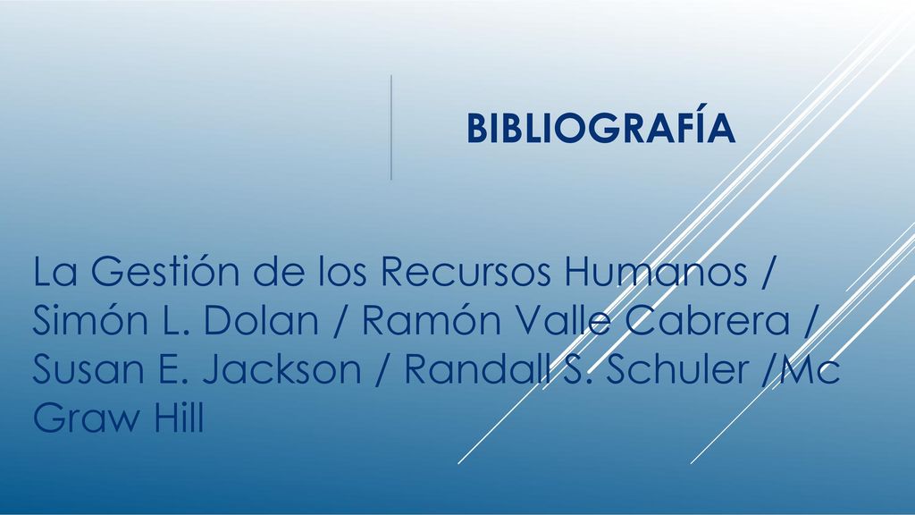 BIBLIOGRAFÍA La Gestión de los Recursos Humanos / Simón L.