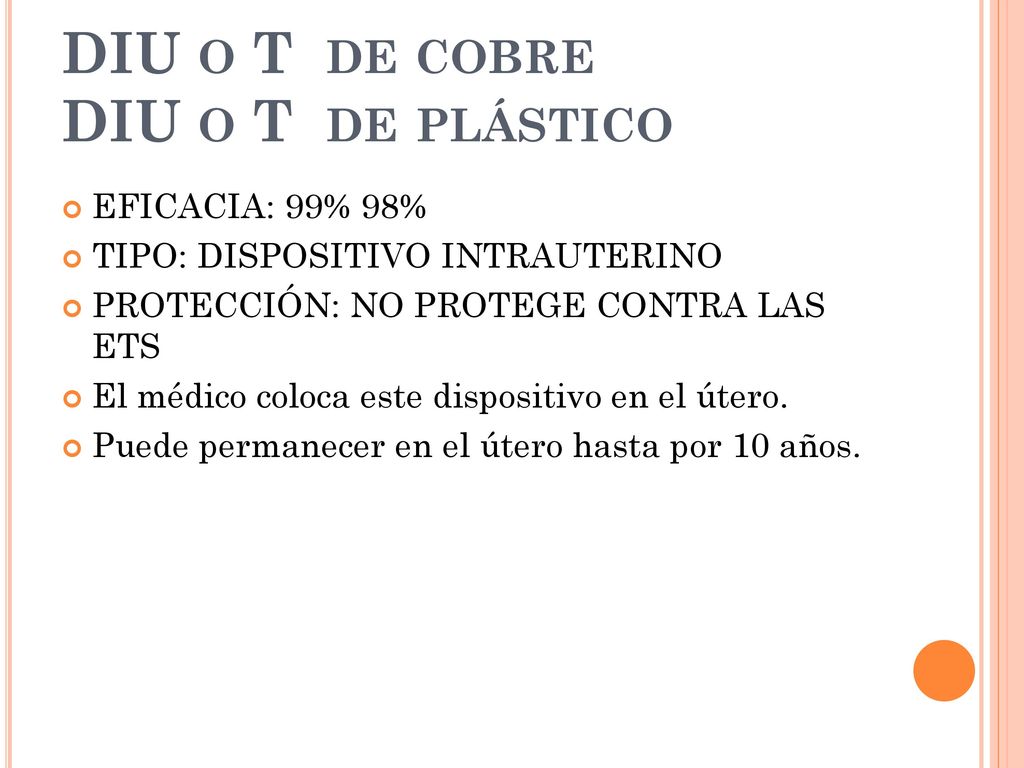 DIU o T de cobre DIU o T de plástico
