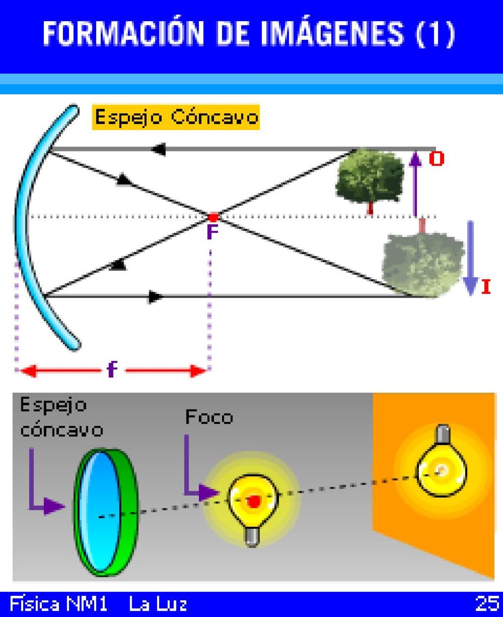 De los infinitos rayos de luz que salen de la punta de la flecha y llegan al espejo consideramos dos: