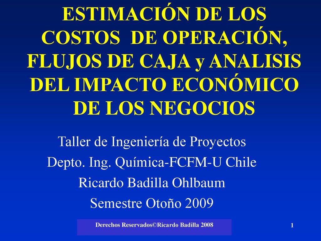 ESTIMACIÓN DE LOS COSTOS DE OPERACIÓN, FLUJOS DE CAJA y ANALISIS DEL IMPACTO ECONÓMICO DE LOS NEGOCIOS
