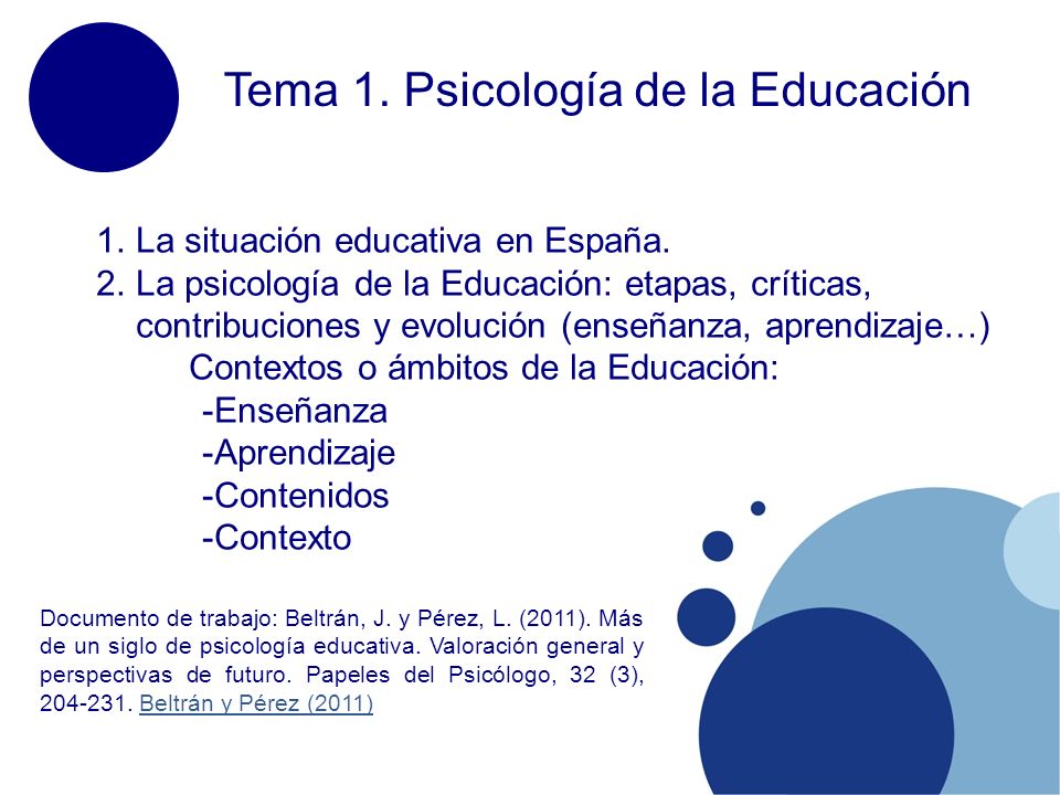 Tema 1. Psicología de la Educación