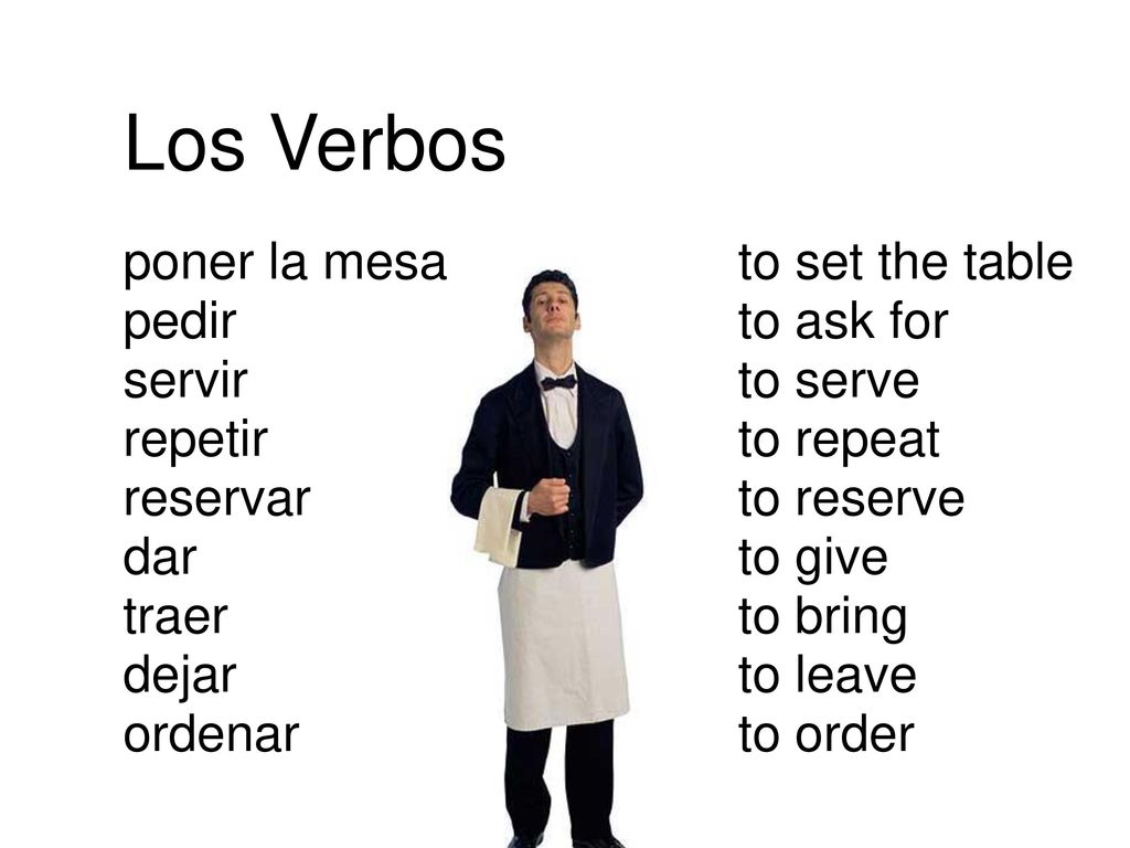 Los Verbos poner la mesa to set the table pedir to ask for