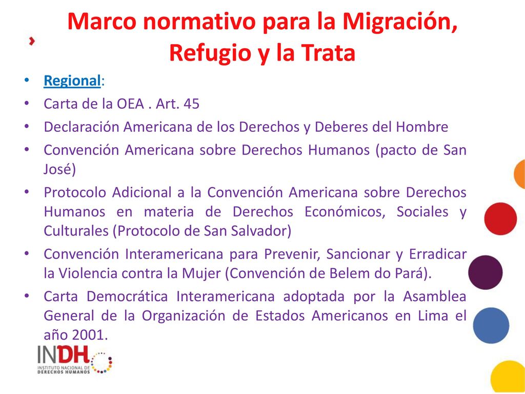 Marco normativo para la Migración, Refugio y la Trata