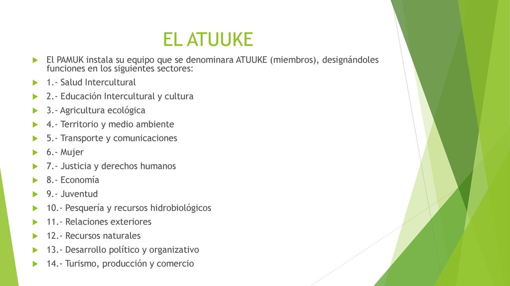 EL ATUUKE El PAMUK instala su equipo que se denominara ATUUKE (miembros), designándoles funciones en los siguientes sectores: