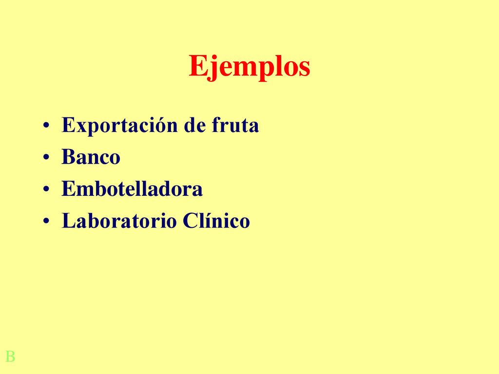 Ejemplos Exportación de fruta Banco Embotelladora Laboratorio Clínico