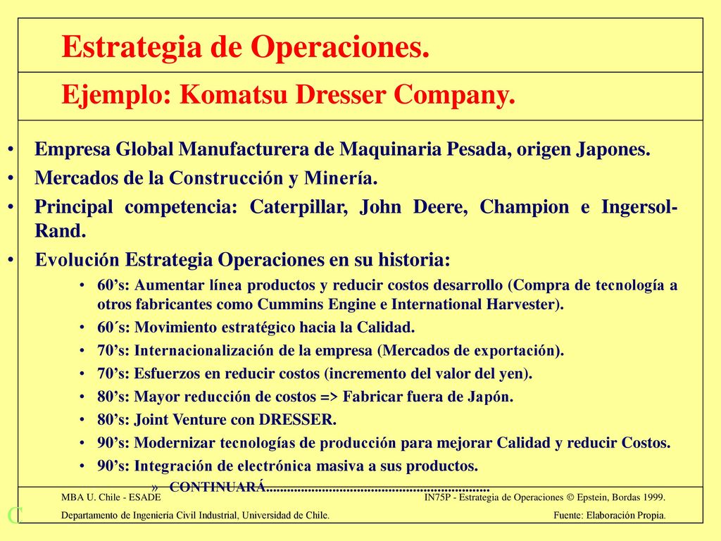 Ejemplo: Komatsu Dresser Company.