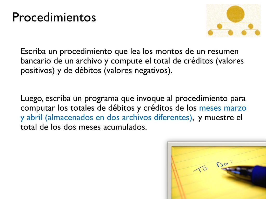 Escriba un procedimiento que lea los montos de un resumen bancario de un archivo y compute el total de créditos (valores positivos) y de débitos (valores negativos).