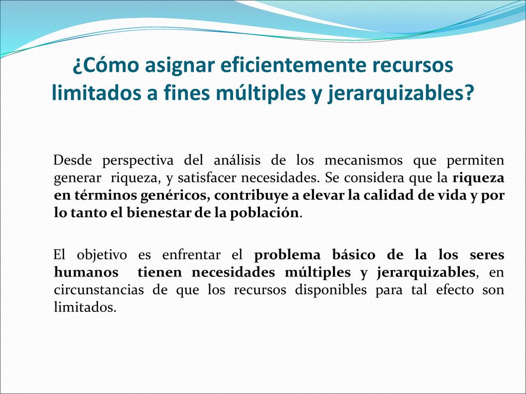 ¿Cómo asignar eficientemente recursos limitados a fines múltiples y jerarquizables