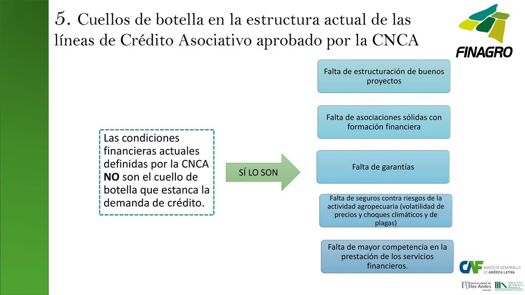 5. Cuellos de botella en la estructura actual de las líneas de Crédito Asociativo aprobado por la CNCA