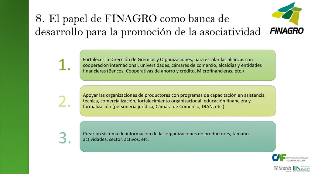 8. El papel de FINAGRO como banca de desarrollo para la promoción de la asociatividad