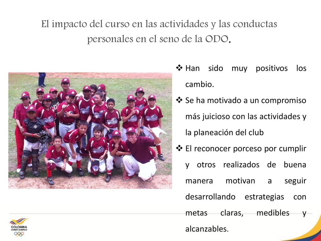El impacto del curso en las actividades y las conductas personales en el seno de la ODO.