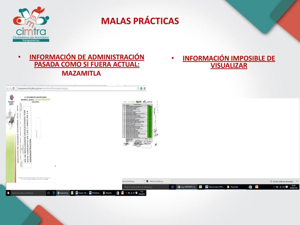 MALAS PRÁCTICAS INFORMACIÓN DE ADMINISTRACIÓN PASADA COMO SI FUERA ACTUAL: MAZAMITLA.